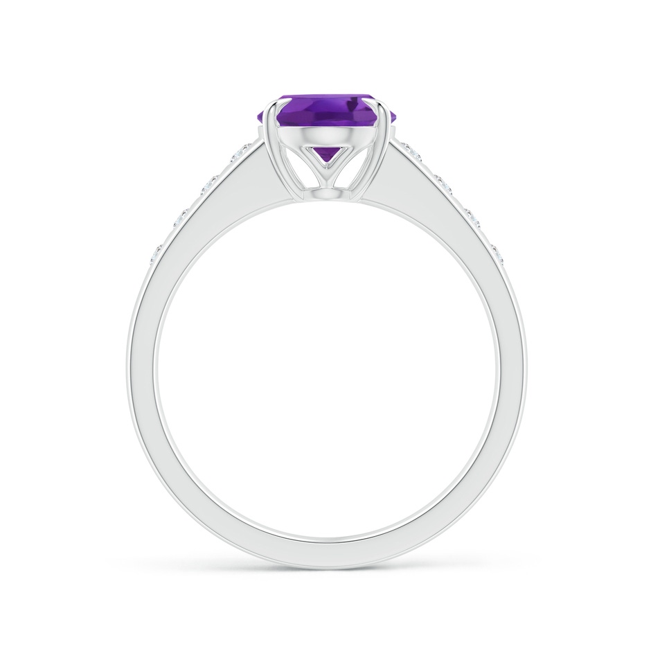 9x7mm AAA Oval Amethyst Ring with Flush-Set Diamonds in White Gold side 1