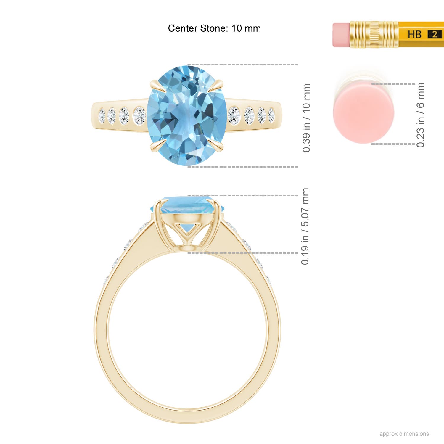 A - Swiss Blue Topaz / 3.47 CT / 14 KT Yellow Gold