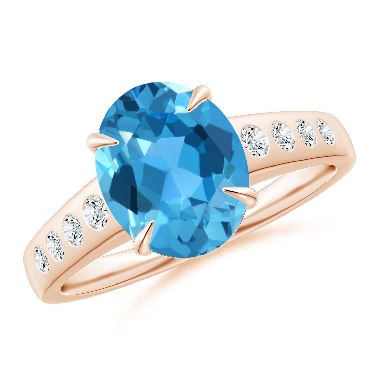 AAA - Swiss Blue Topaz / 3.47 CT / 14 KT Rose Gold