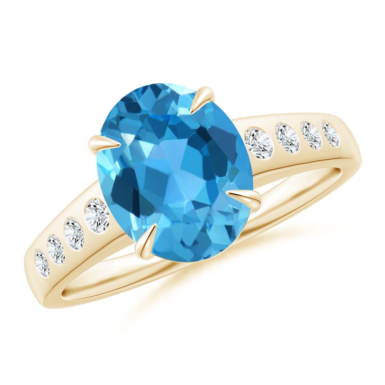 AAA - Swiss Blue Topaz / 3.47 CT / 14 KT Yellow Gold