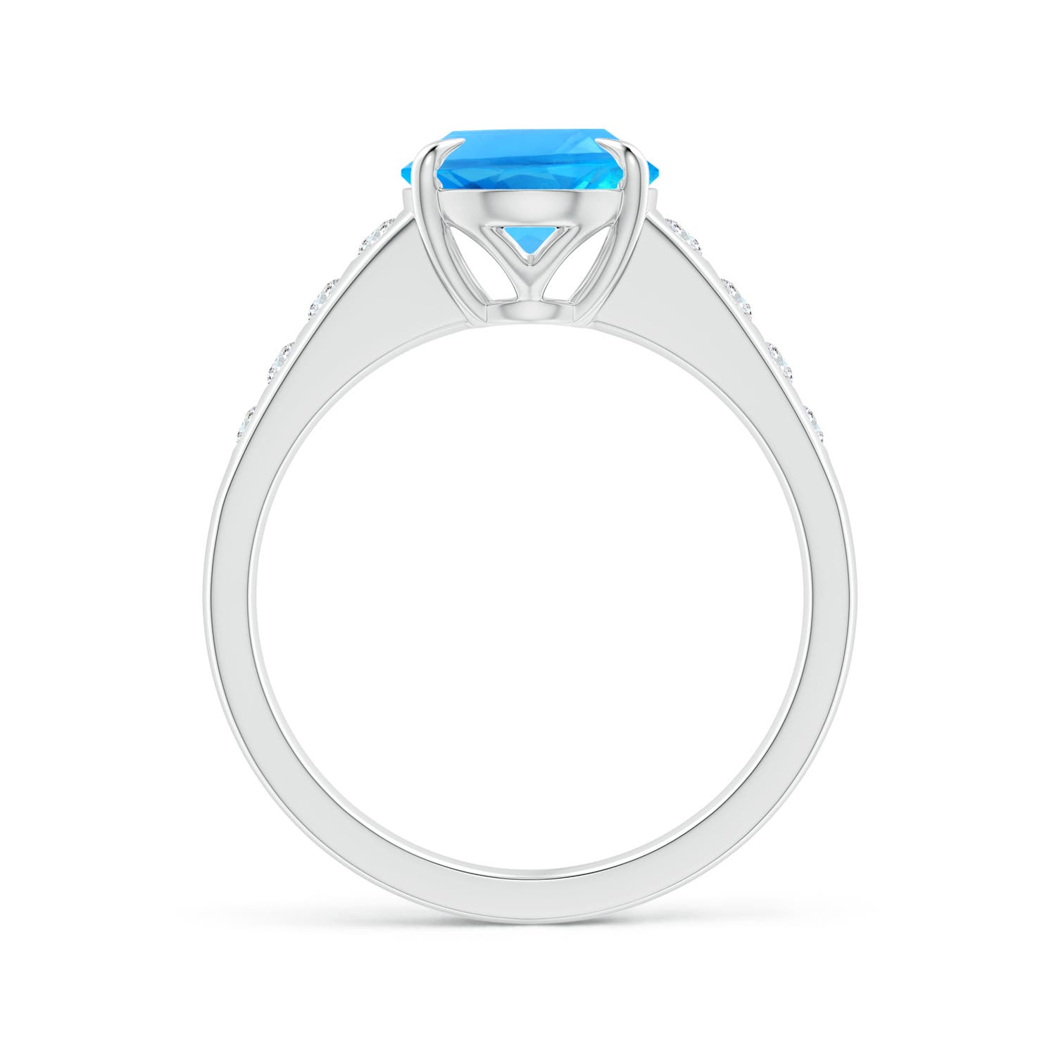 AAAA - Swiss Blue Topaz / 3.47 CT / 14 KT White Gold