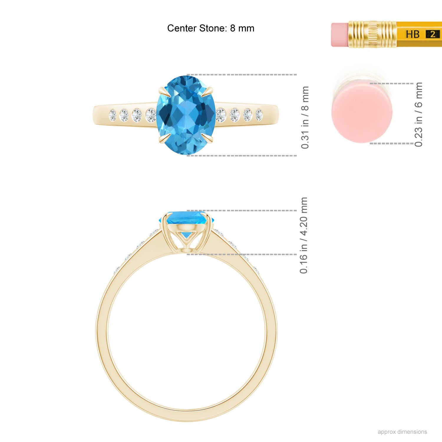 AAA - Swiss Blue Topaz / 1.66 CT / 14 KT Yellow Gold