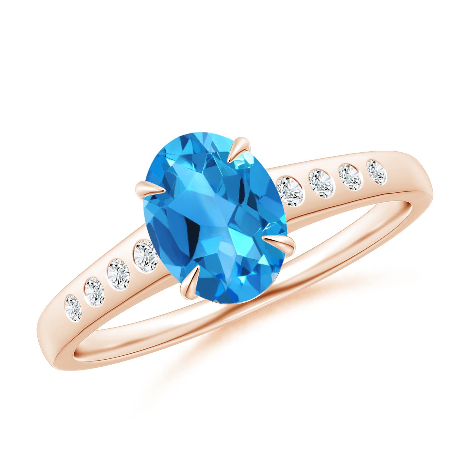 AAAA - Swiss Blue Topaz / 1.66 CT / 14 KT Rose Gold