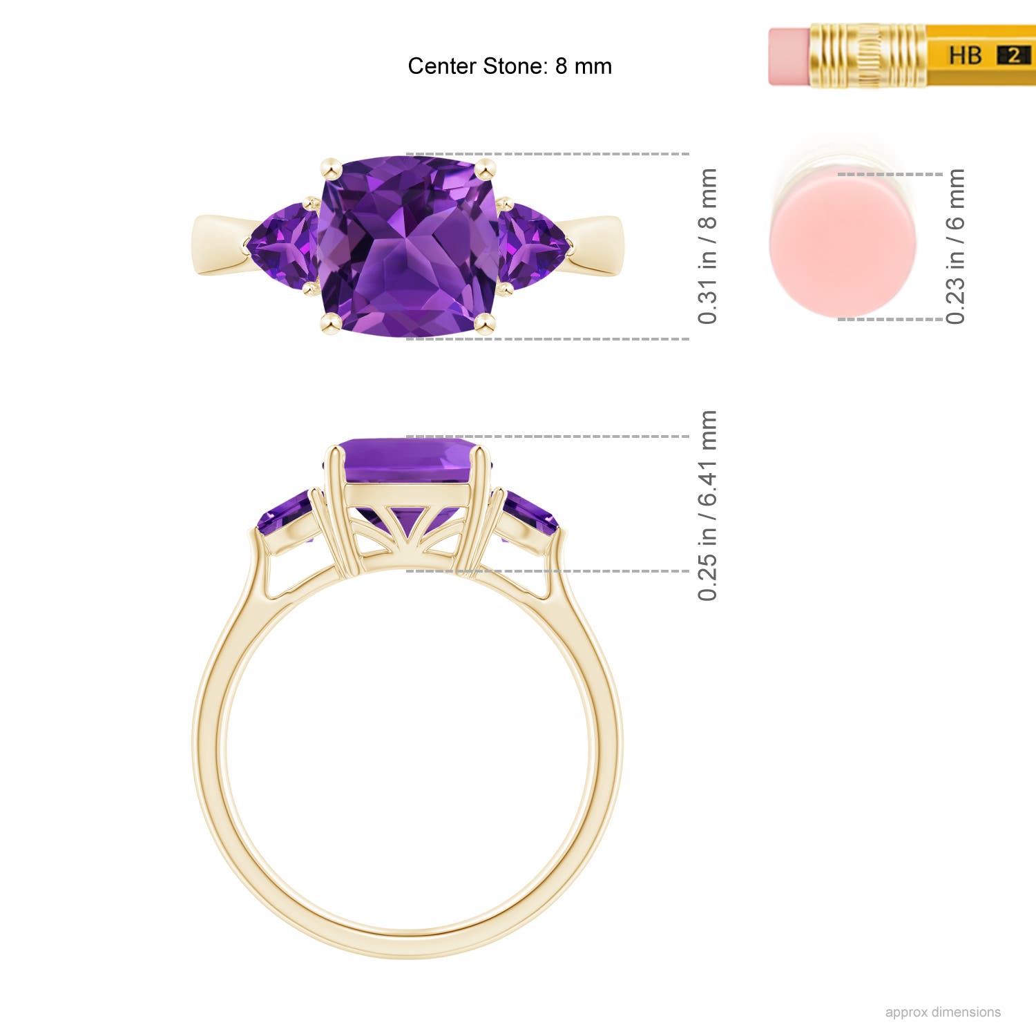 AAAA - Amethyst / 2.6 CT / 14 KT Yellow Gold