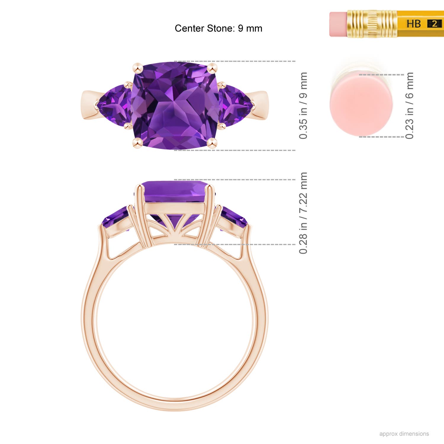 AAAA - Amethyst / 3.9 CT / 14 KT Rose Gold