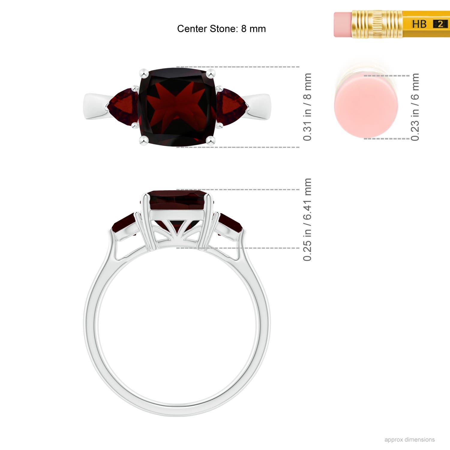 A - Garnet / 3 CT / 14 KT White Gold