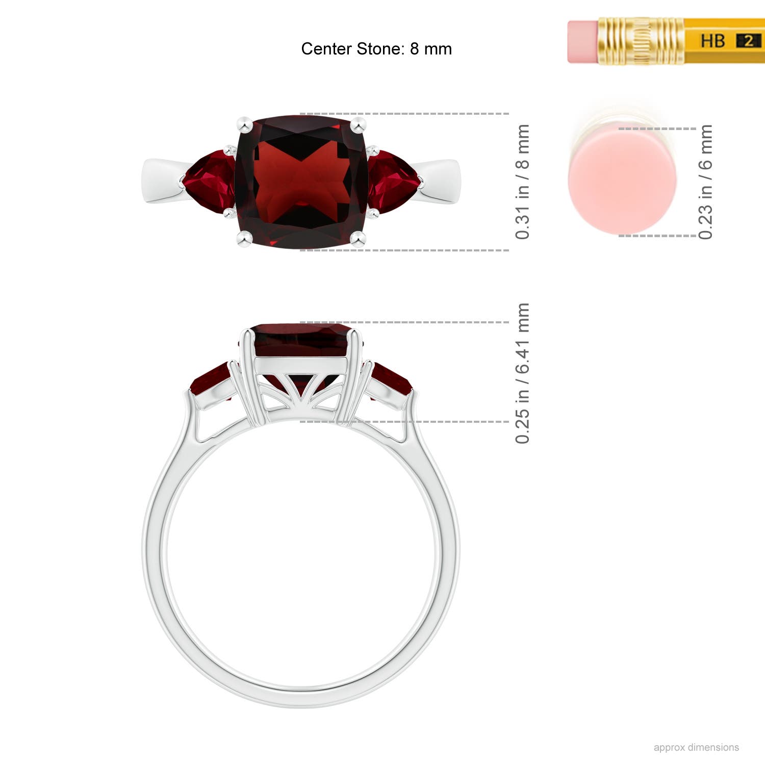 AA - Garnet / 3 CT / 14 KT White Gold