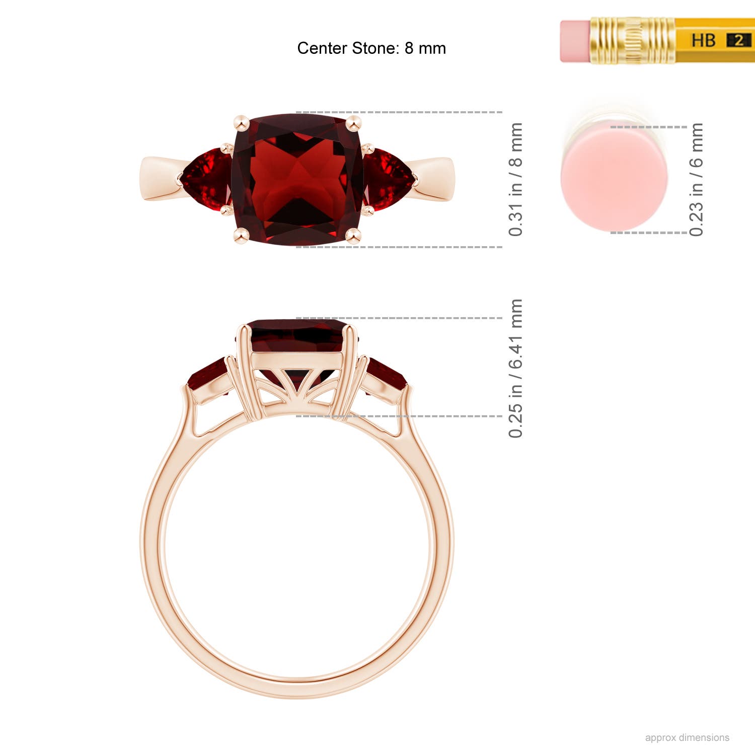 AAA - Garnet / 3 CT / 14 KT Rose Gold