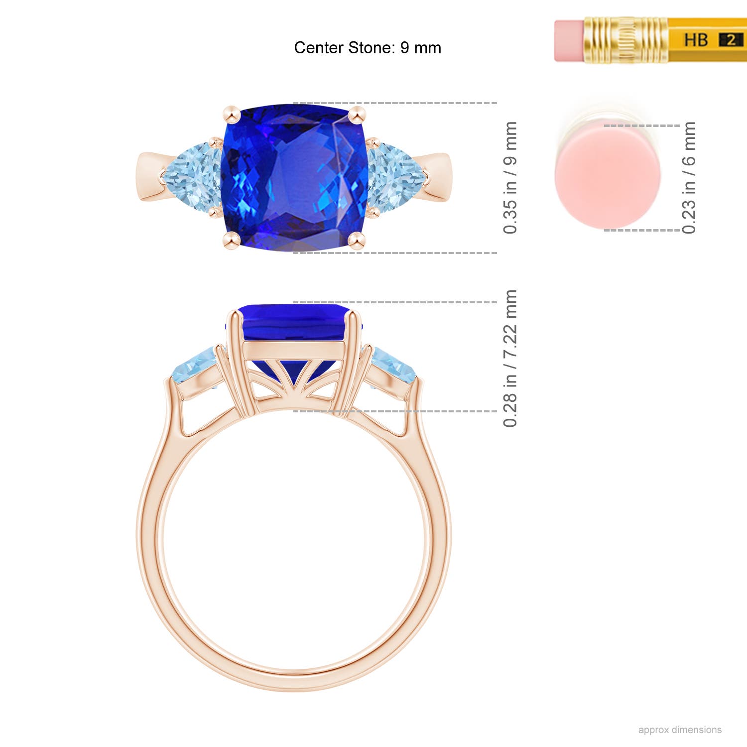 AAA - Tanzanite / 4.5 CT / 14 KT Rose Gold