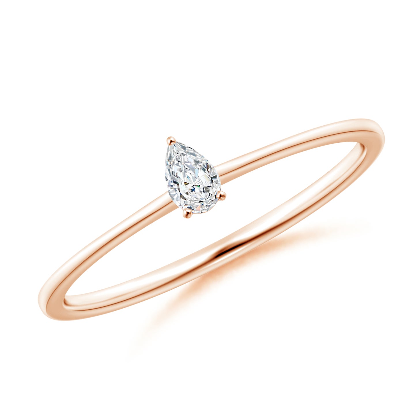 Pear-Shaped Natural Diamond Solitaire Engagement Ring