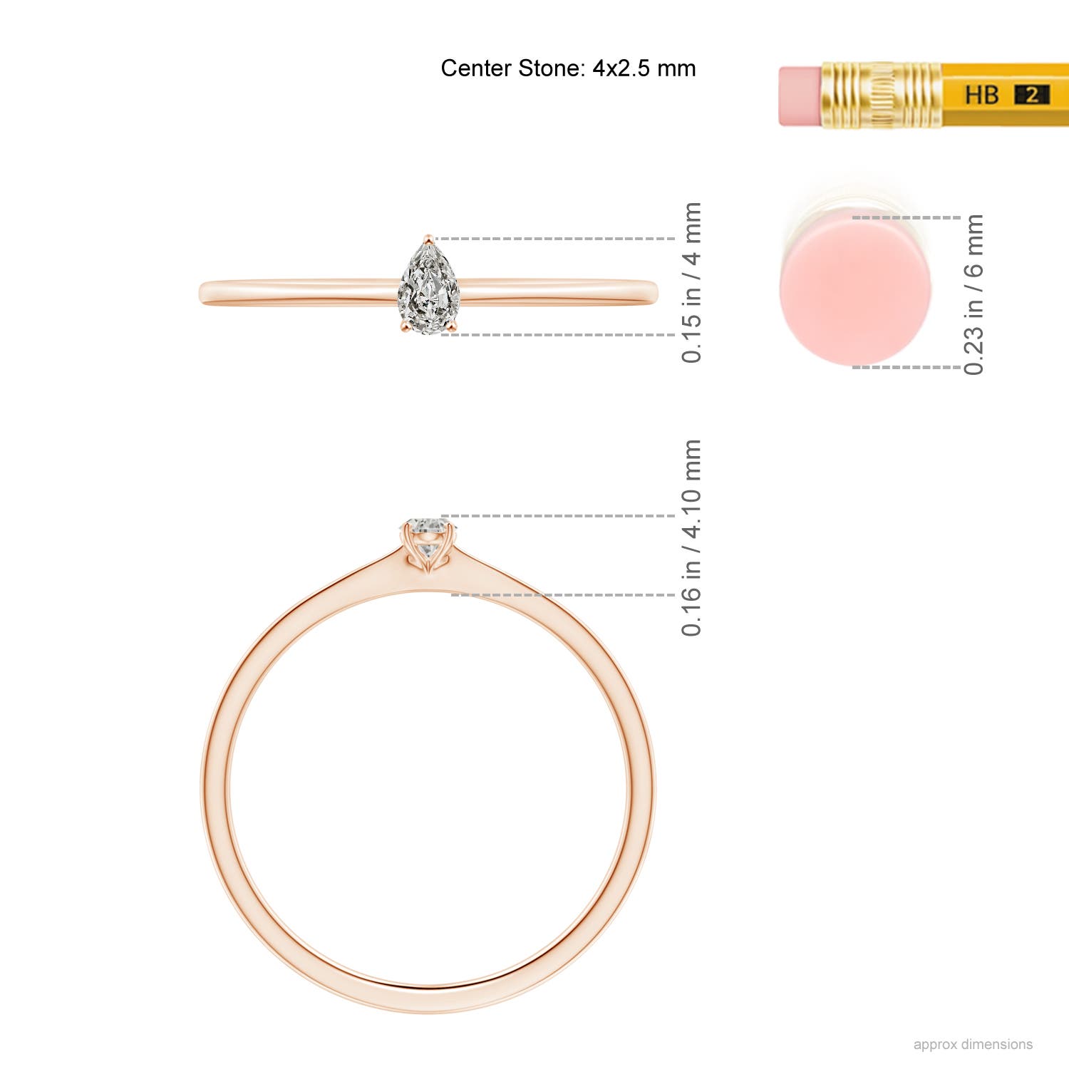 K, I3 / 0.1 CT / 14 KT Rose Gold