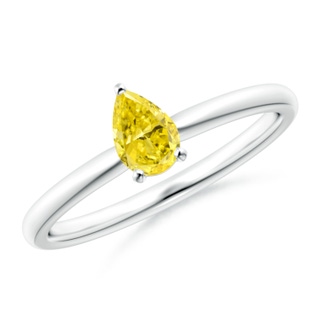 6x4mm AAAA Solitaire Pear-Shaped Fancy Intense Yellow Diamond Engagement Ring in P950 Platinum