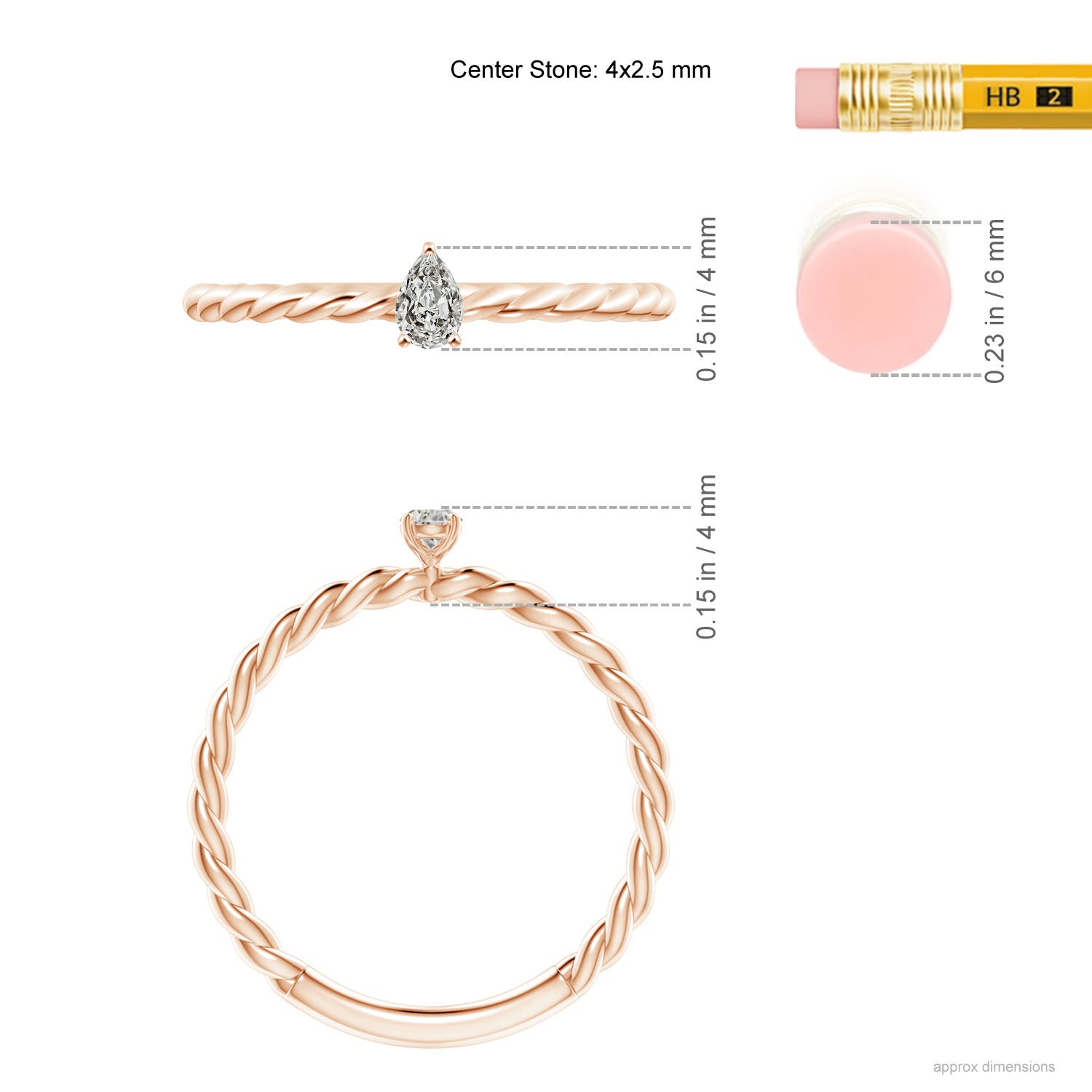 K, I3 / 0.1 CT / 14 KT Rose Gold