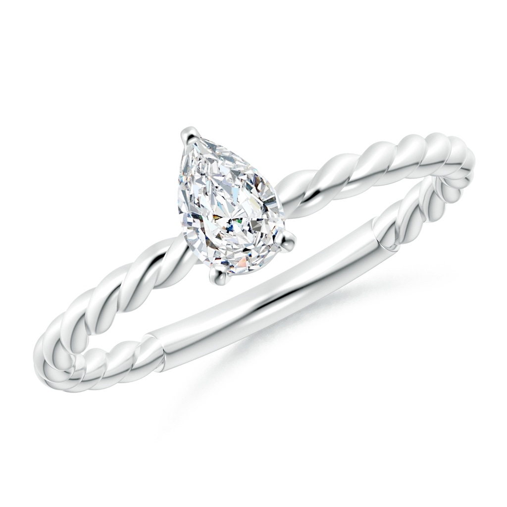 6x4mm GVS2 Pear-Shaped Diamond Solitaire Twisted Shank Engagement Ring in White Gold