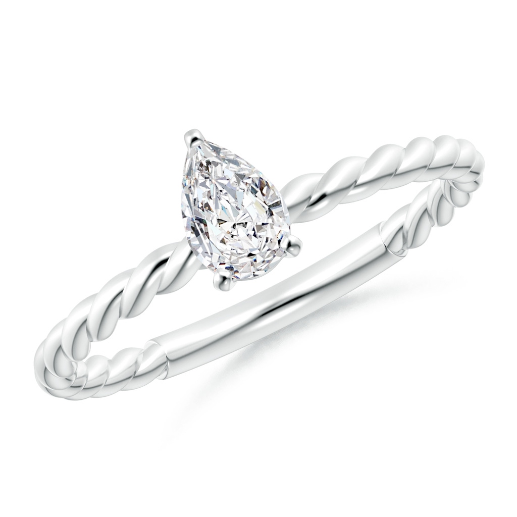 6x4mm HSI2 Pear-Shaped Diamond Solitaire Twisted Shank Engagement Ring in White Gold