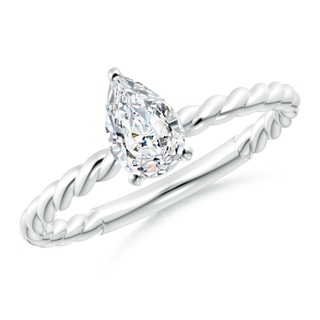 7x5mm GVS2 Pear-Shaped Diamond Solitaire Twisted Shank Engagement Ring in P950 Platinum