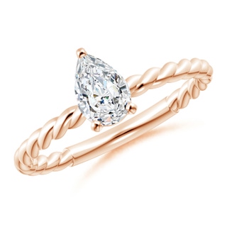 7x5mm GVS2 Pear-Shaped Diamond Solitaire Twisted Shank Engagement Ring in Rose Gold