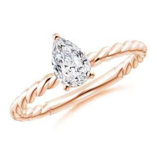 7x5mm HSI2 Pear-Shaped Diamond Solitaire Twisted Shank Engagement Ring in 9K Rose Gold