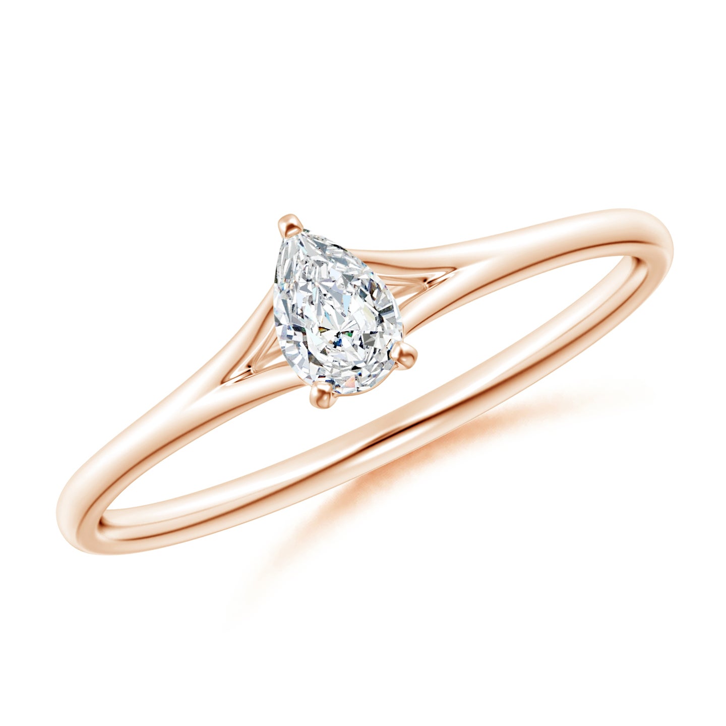 Pear-Shaped Natural Diamond Solitaire Split Shank Engagement Ring