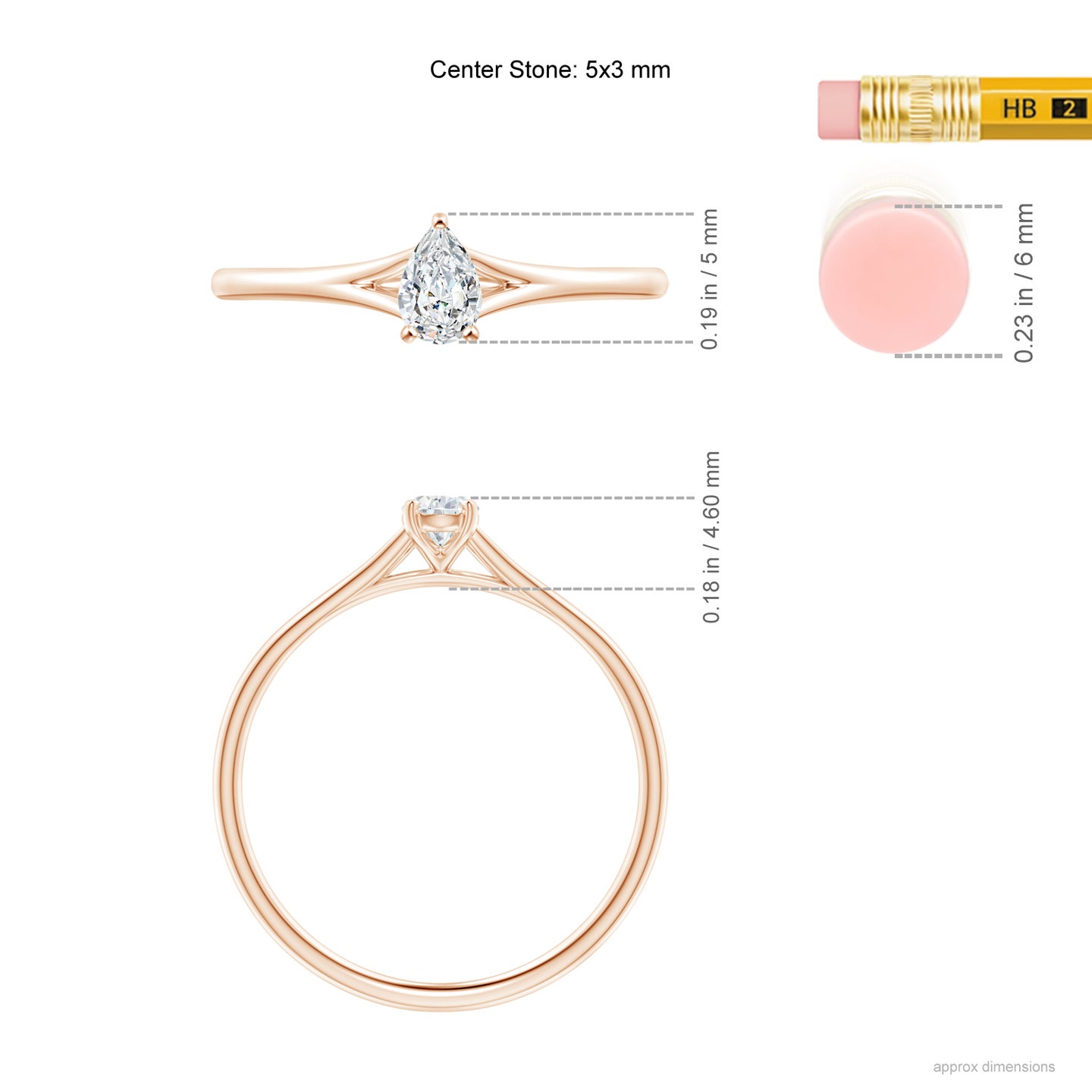 Pear-Shaped Natural Diamond Solitaire Split Shank Engagement Ring