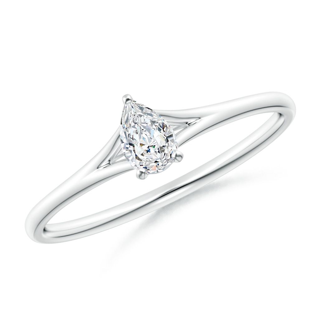 5x3mm GVS2 Pear-Shaped Diamond Solitaire Split Shank Engagement Ring in White Gold