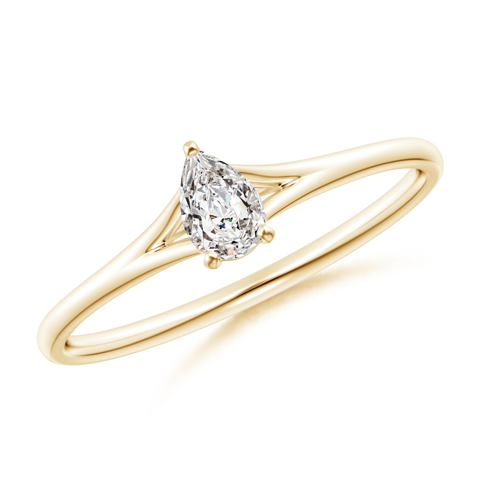5x3mm IJI1I2 Pear-Shaped Diamond Solitaire Split Shank Engagement Ring in Yellow Gold 