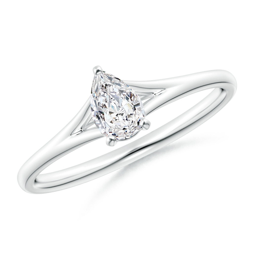 6x4mm HSI2 Pear-Shaped Diamond Solitaire Split Shank Engagement Ring in White Gold