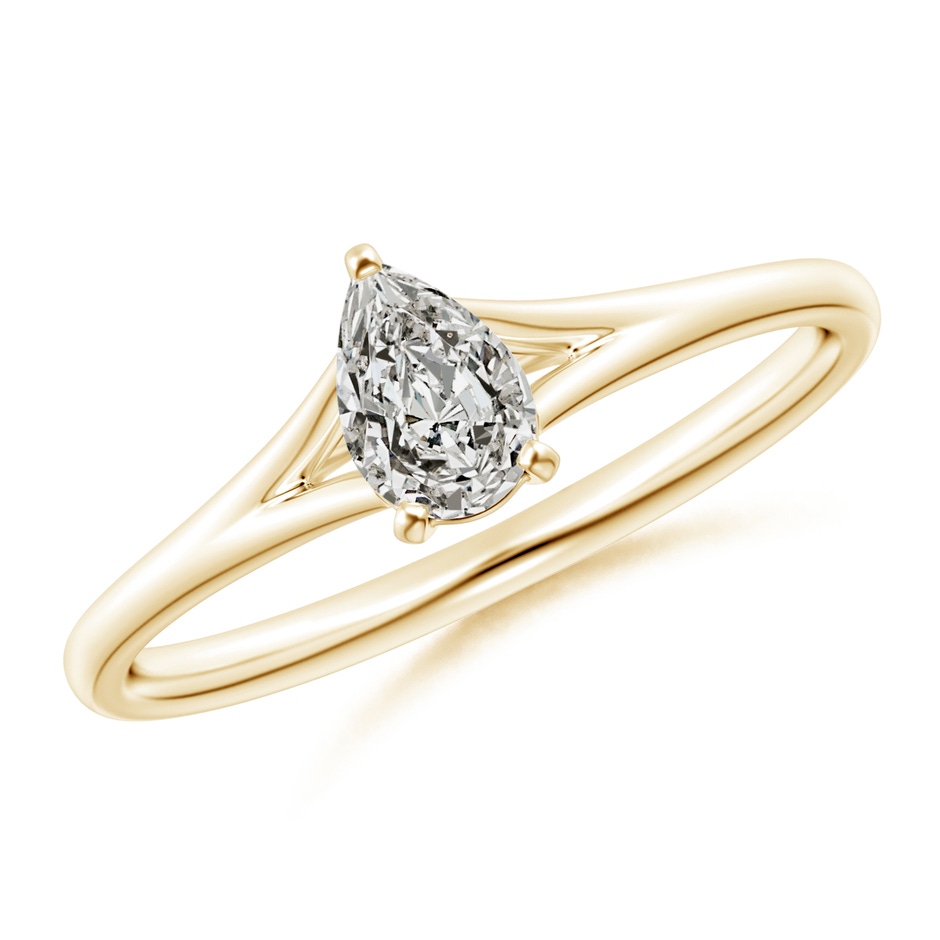 6x4mm KI3 Pear-Shaped Diamond Solitaire Split Shank Engagement Ring in Yellow Gold 
