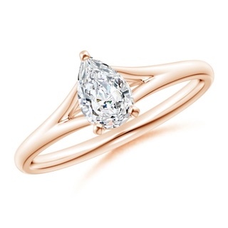 7x5mm GVS2 Pear-Shaped Diamond Solitaire Split Shank Engagement Ring in Rose Gold