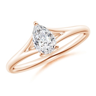 7x5mm HSI2 Pear-Shaped Diamond Solitaire Split Shank Engagement Ring in 9K Rose Gold