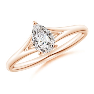 7x5mm IJI1I2 Pear-Shaped Diamond Solitaire Split Shank Engagement Ring in 9K Rose Gold