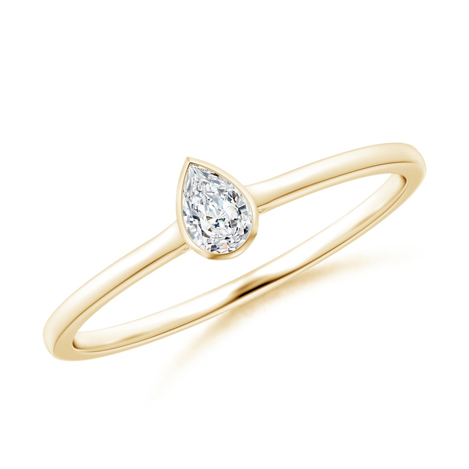 4x2.5mm GVS2 Bezel-Set Solitaire Pear-Shaped Diamond Engagement Ring in Yellow Gold 