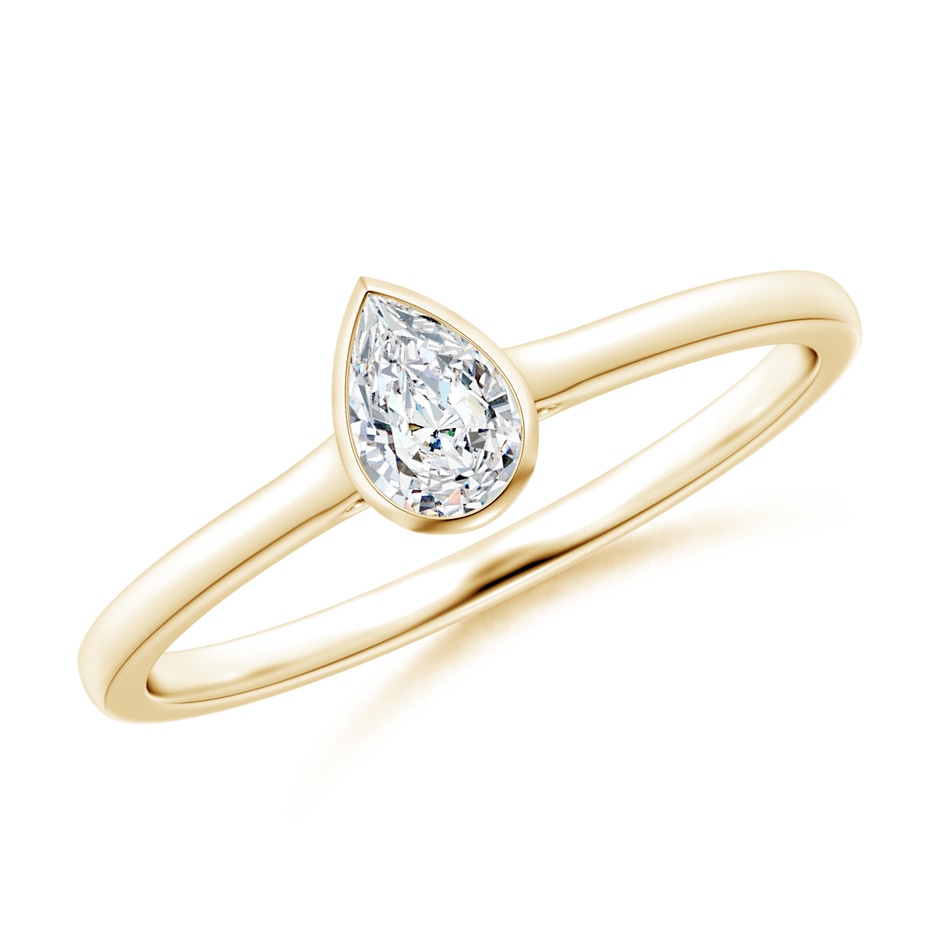 5x3mm GVS2 Bezel-Set Solitaire Pear-Shaped Diamond Engagement Ring in Yellow Gold 