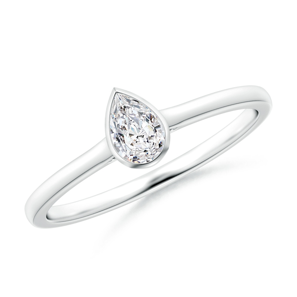 5x3mm HSI2 Bezel-Set Solitaire Pear-Shaped Diamond Engagement Ring in White Gold