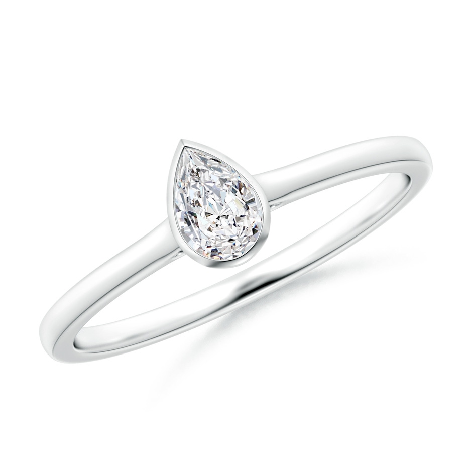 5x3mm HSI2 Bezel-Set Solitaire Pear-Shaped Diamond Engagement Ring in White Gold 