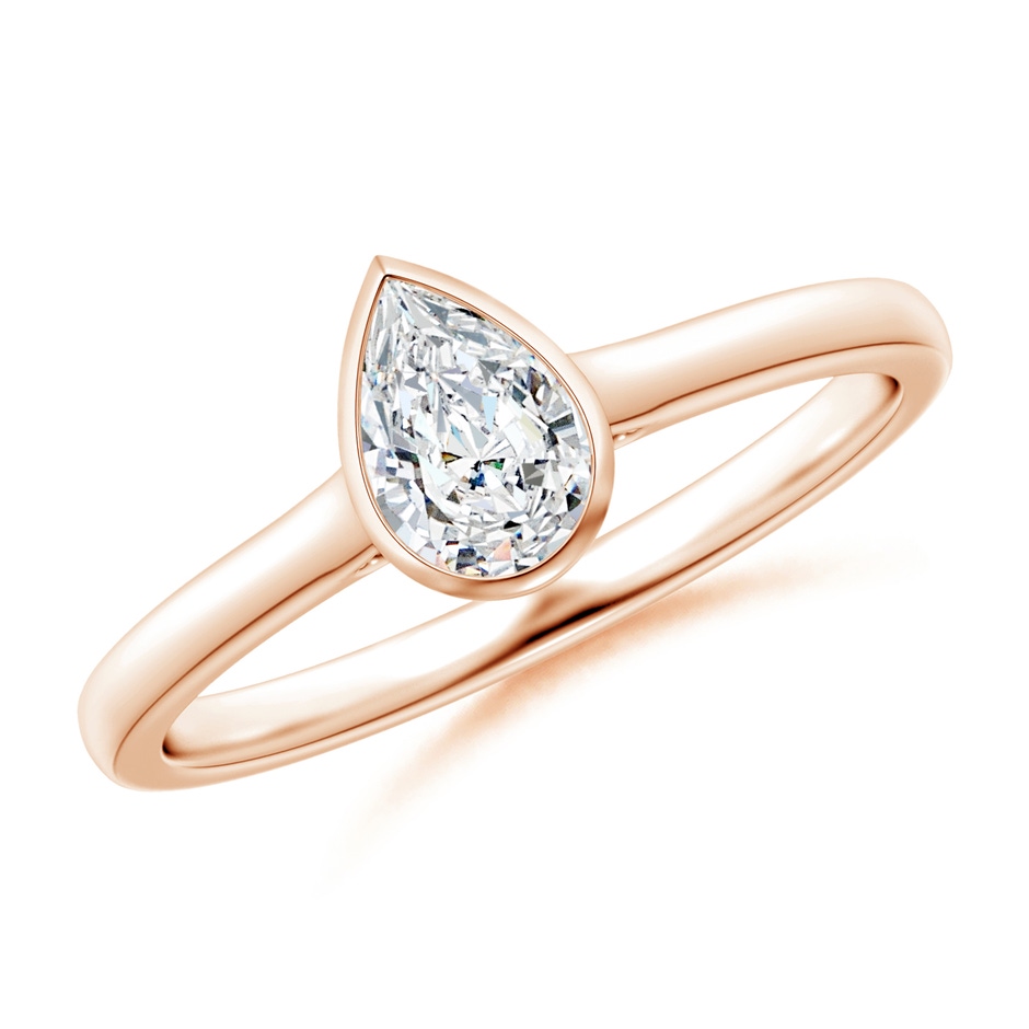 6x4mm GVS2 Bezel-Set Solitaire Pear-Shaped Diamond Engagement Ring in Rose Gold 