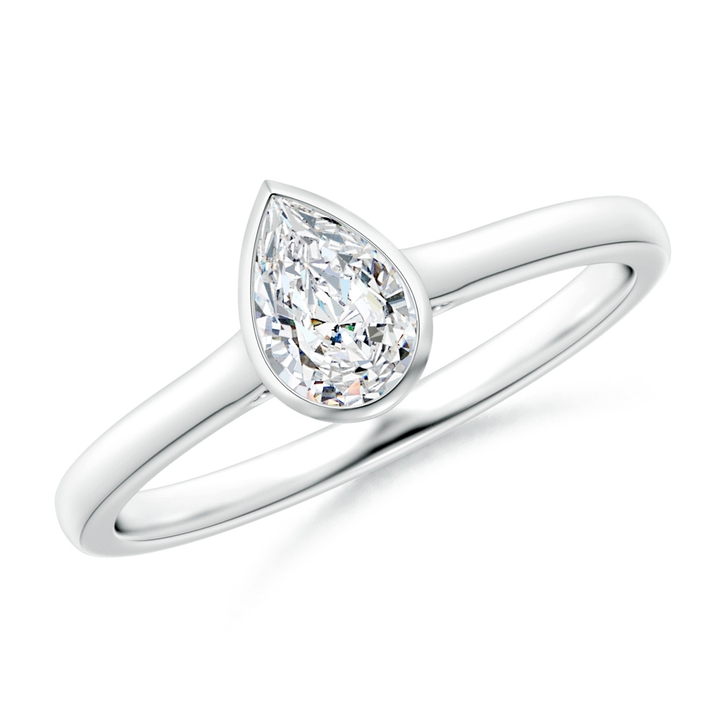 6x4mm GVS2 Bezel-Set Solitaire Pear-Shaped Diamond Engagement Ring in White Gold