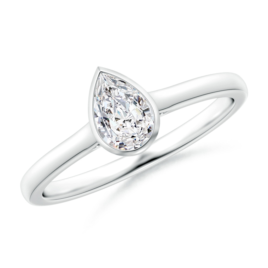 6x4mm HSI2 Bezel-Set Solitaire Pear-Shaped Diamond Engagement Ring in White Gold