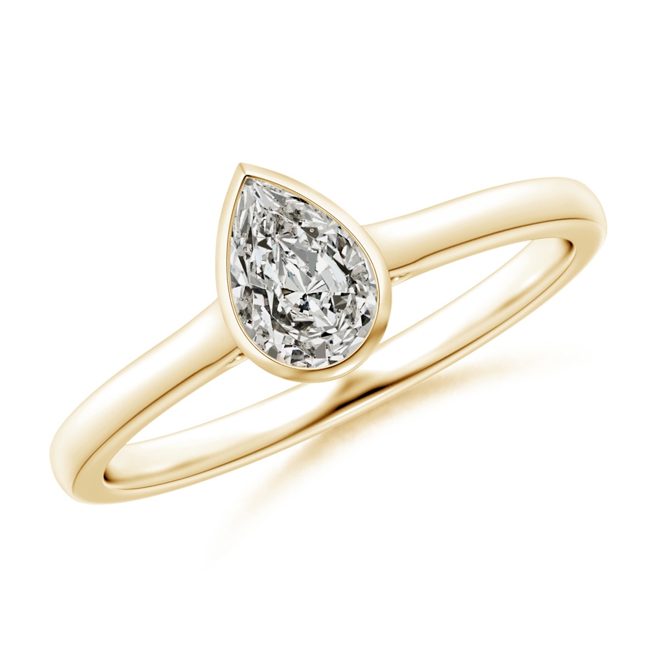 6x4mm KI3 Bezel-Set Solitaire Pear-Shaped Diamond Engagement Ring in Yellow Gold 
