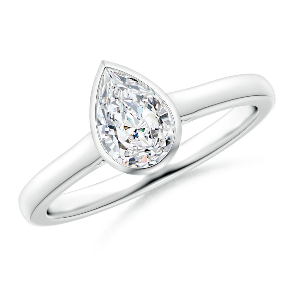 7x5mm GVS2 Bezel-Set Solitaire Pear-Shaped Diamond Engagement Ring in P950 Platinum 