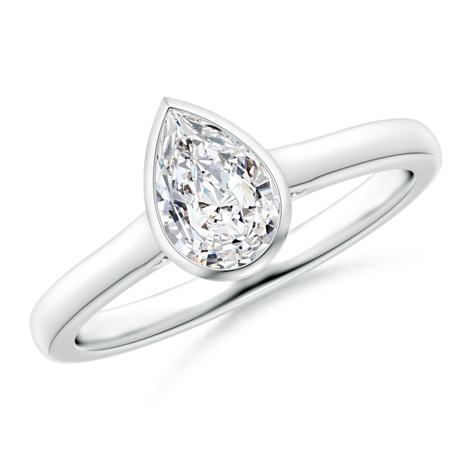 7x5mm HSI2 Bezel-Set Solitaire Pear-Shaped Diamond Engagement Ring in White Gold 