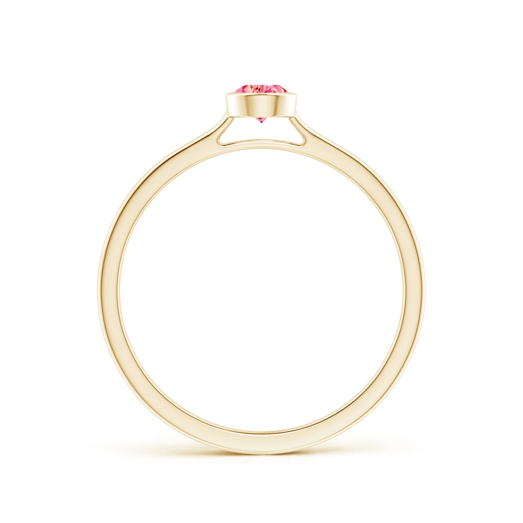 5x3mm AAAA Bezel-Set Solitaire Pear-Shaped Fancy Intense Pink Diamond Engagement Ring in Yellow Gold - side 199