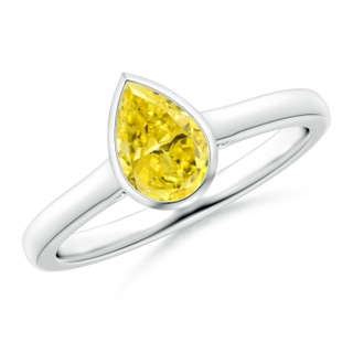 7x5mm AAAA Bezel-Set Solitaire Pear-Shaped Fancy Intense Yellow Diamond Engagement Ring in P950 Platinum