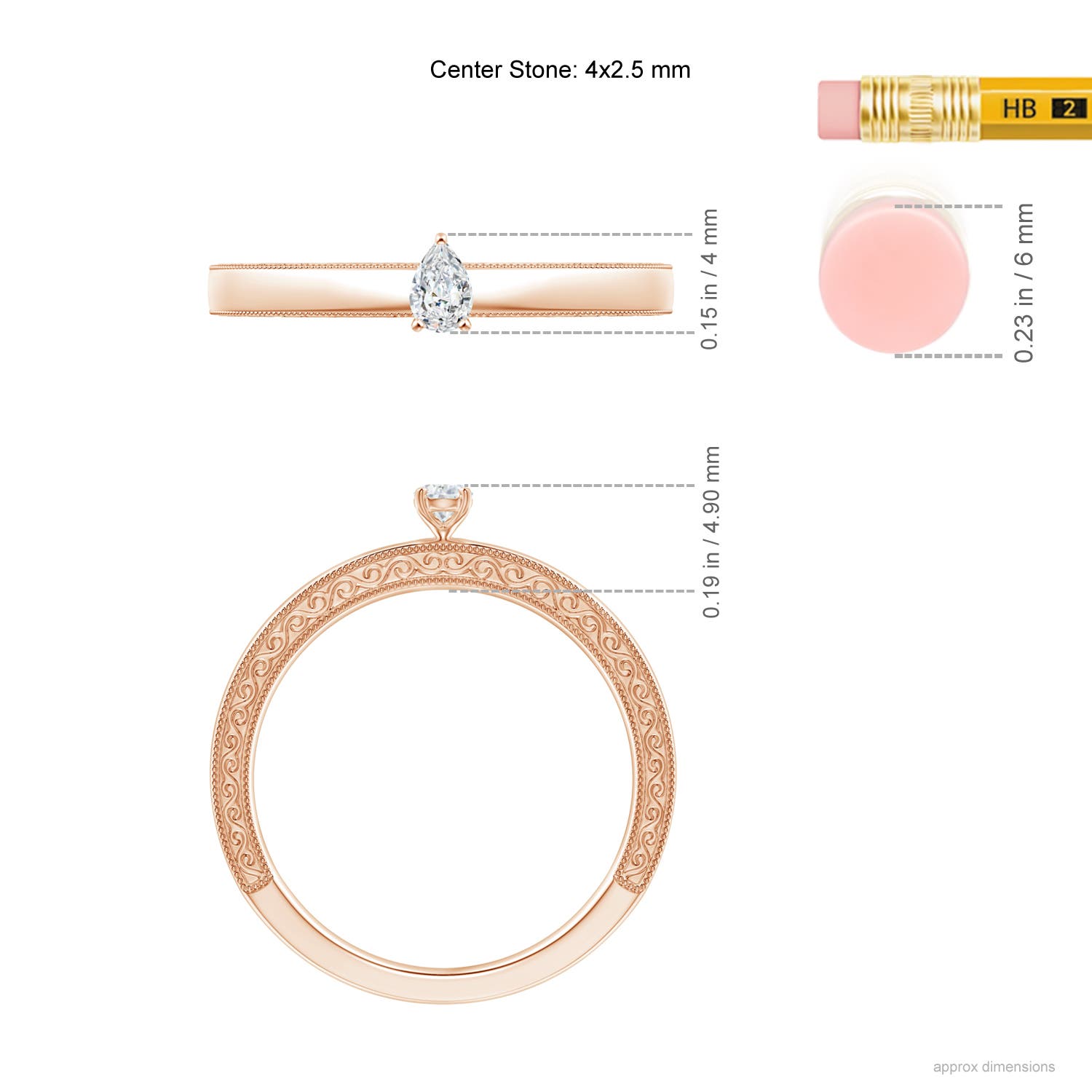 G, VS2 / 0.1 CT / 14 KT Rose Gold