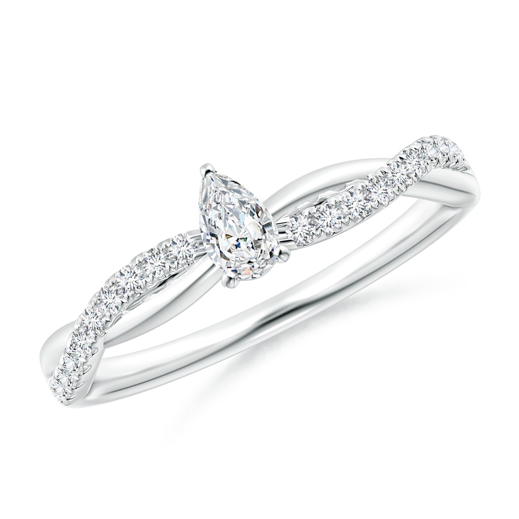 5x3mm GVS2 Solitaire Pear-Shaped Diamond Twisted Shank Engagement Ring in P950 Platinum