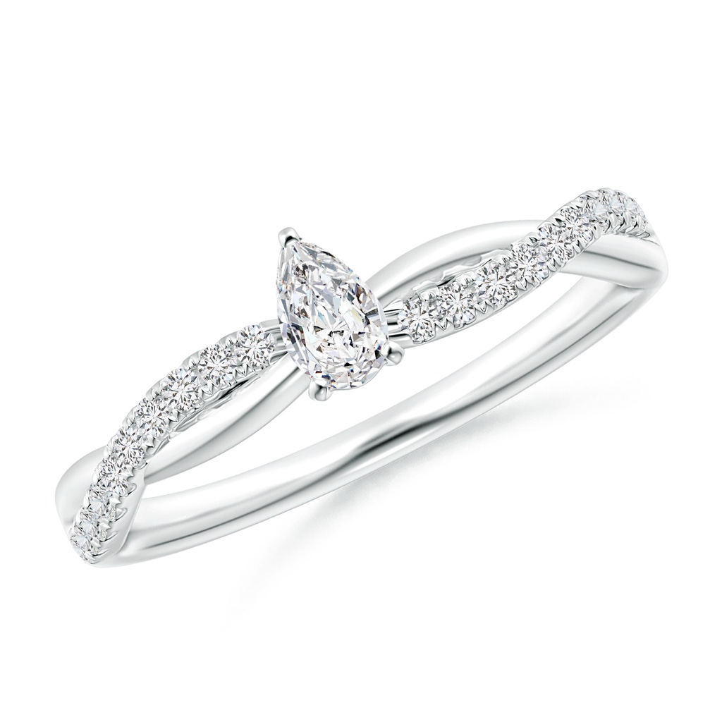 5x3mm HSI2 Solitaire Pear-Shaped Diamond Twisted Shank Engagement Ring in White Gold