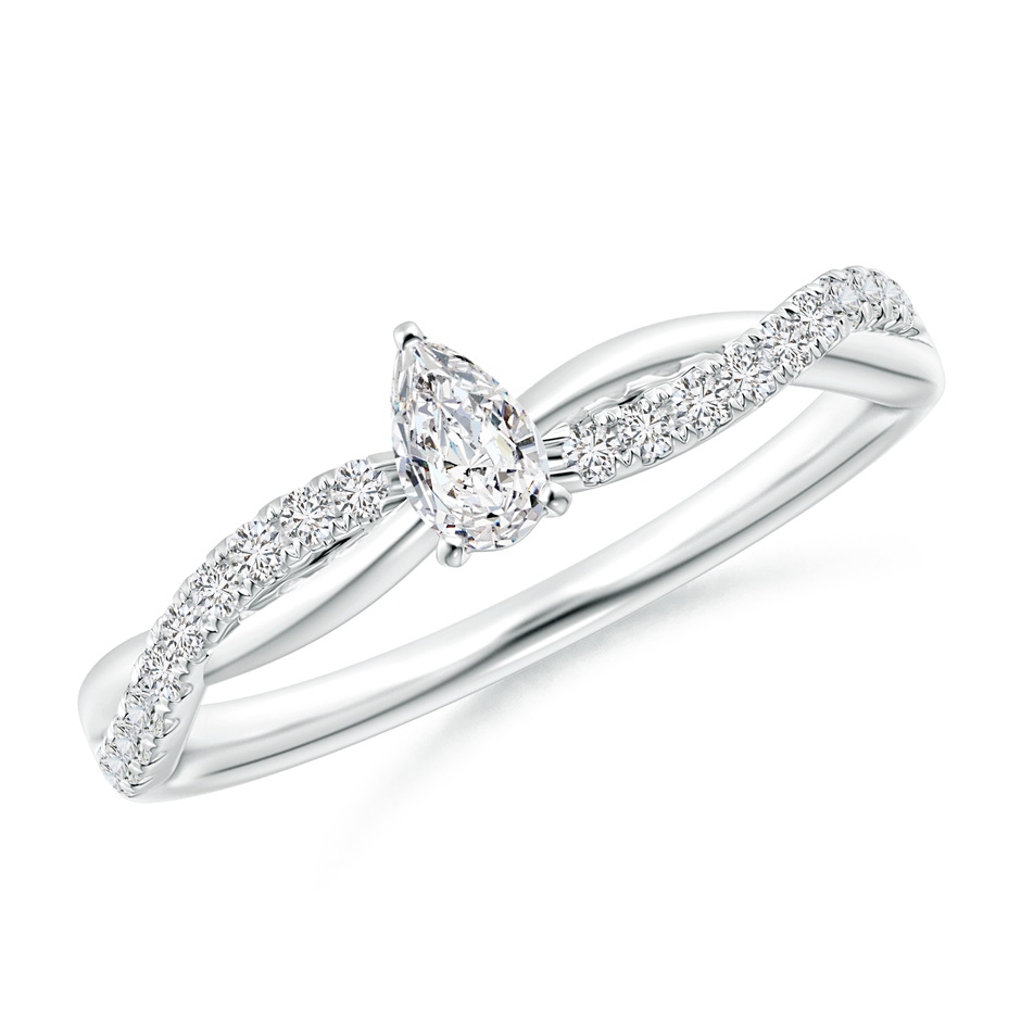 5x3mm HSI2 Solitaire Pear-Shaped Diamond Twisted Shank Engagement Ring in White Gold 