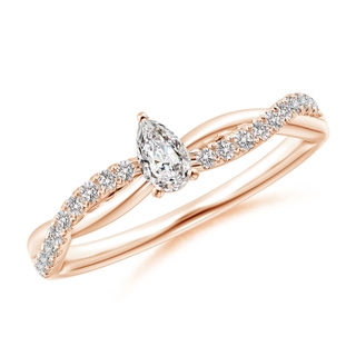 5x3mm IJI1I2 Solitaire Pear-Shaped Diamond Twisted Shank Engagement Ring in Rose Gold