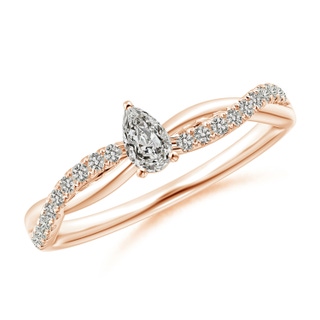 5x3mm KI3 Solitaire Pear-Shaped Diamond Twisted Shank Engagement Ring in Rose Gold