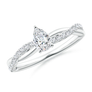 6x4mm GVS2 Solitaire Pear-Shaped Diamond Twisted Shank Engagement Ring in P950 Platinum